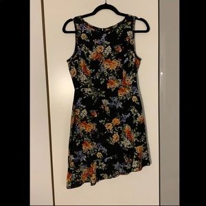 Black Asymentric Floral Dress